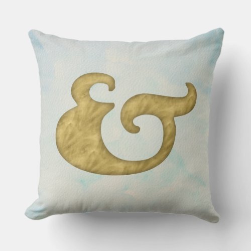 Watercolor Ampersand Nautical  Gold for API Throw Pillow
