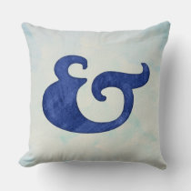 Watercolor Ampersand Nautical | Shades of Blue Throw Pillow