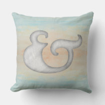 Watercolor #Ampersand #Nautical | White &amp; Ocean Throw Pillow