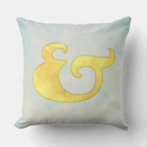 Watercolor Ampersand Nautical | Yellow + Sky Color Throw Pillow