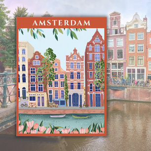 Watercolor Amsterdam House Netherlands Europe Postcard