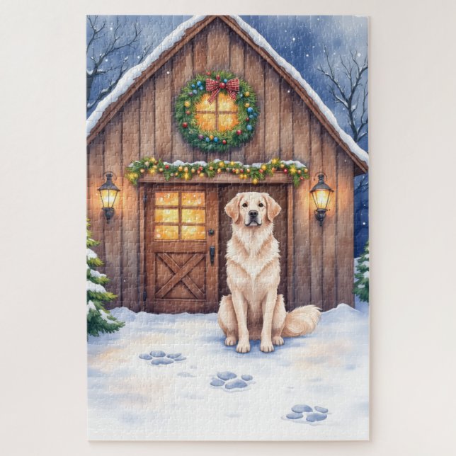 Watercolor Anatolian Shepherd Dog Rustic Barn Jigsaw Puzzle (Vertical)