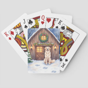 Watercolor Anatolian Shepherd Dog Rustic Barn Poker Cards