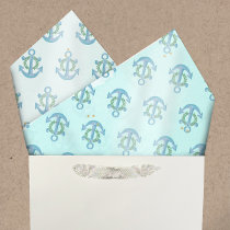 Watercolor Anchor and Sprinkled Gold Stars Tissue Paper