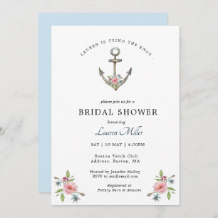 Watercolor Anchor Bridal shower invitation