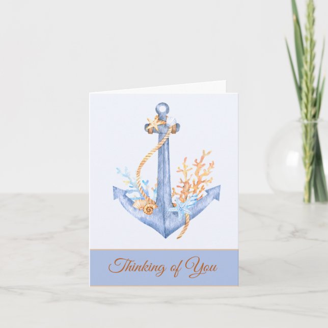 Watercolor Anchor customizable Note Card (Front)
