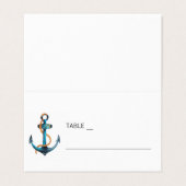 Watercolor Anchor Destination Wedding Place Card (Outside Unfolded)