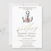 Watercolor Anchor Flowers Nautical Wedding   Invitation (Front)