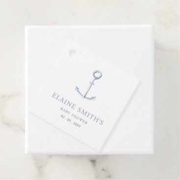 Watercolor Anchor Nautical Blue Beach Baby Shower  Favor Tags