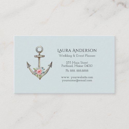 Watercolor Anchor nautical business card