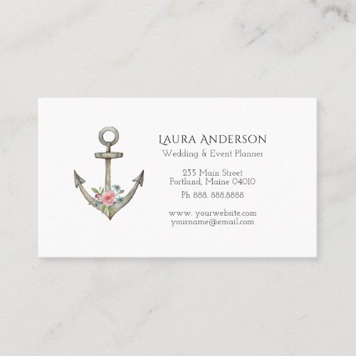 Watercolor Anchor nautical business card