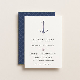 Watercolor Anchor Nautical Wedding Invitation