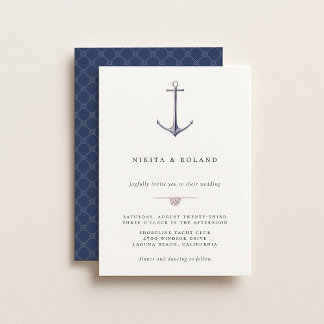 Watercolor Anchor Nautical Wedding Invitation