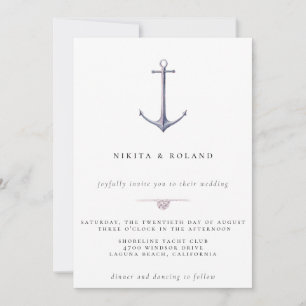 Watercolor Anchor Nautical Wedding Invitation