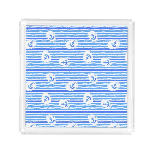 Watercolor Anchor Pattern 1 Acrylic Tray (Front)