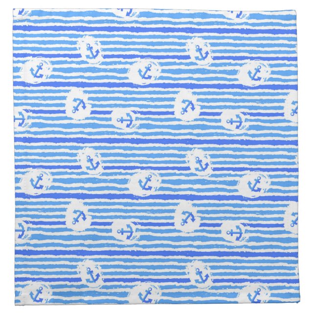 Watercolor Anchor Pattern 1 Cloth Napkin (Front)