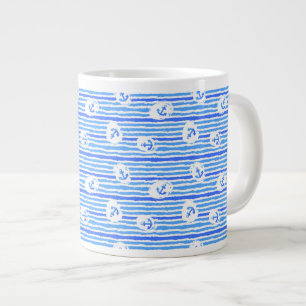 Watercolor Anchor Pattern 1 Large Coffee Mug