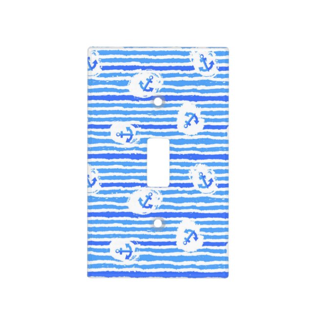Watercolor Anchor Pattern 1 Light Switch Cover (Front)