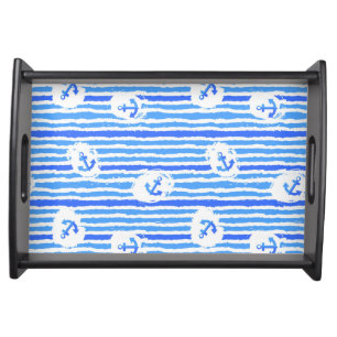 Watercolor Anchor Pattern 1 Serving Tray