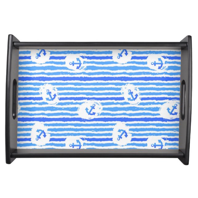 Watercolor Anchor Pattern 1 Serving Tray (Front)