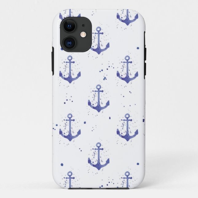 Watercolor Anchor Pattern 2 Case-Mate iPhone Case (Back)