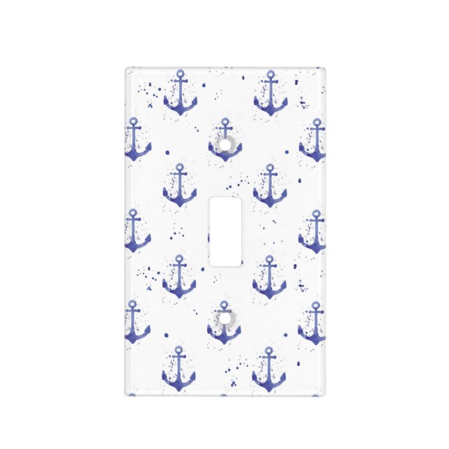 Watercolor Anchor Pattern 2 Light Switch Cover (Front)