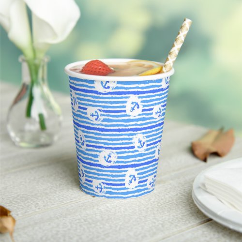 Watercolor Anchor Pattern Paper Cups