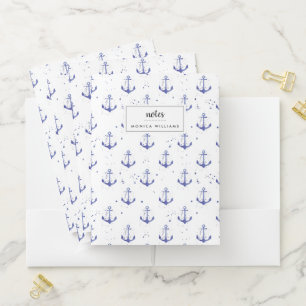 Watercolor Anchor Pattern Pocket Folder