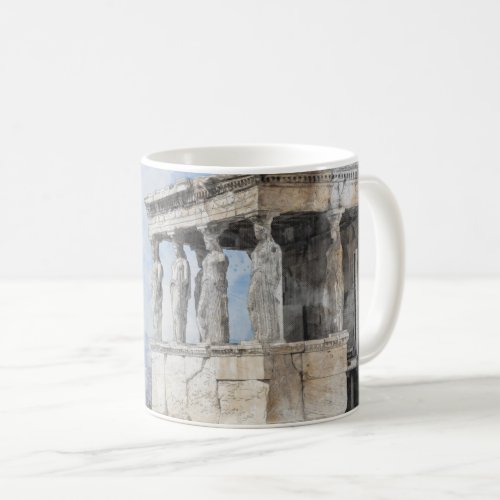 Watercolor Ancient Sites ruins in Athens Greece Coffee Mug