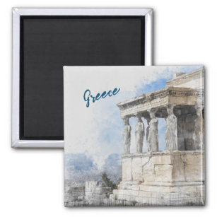 Watercolor Ancient Sites ruins in Athens, Greece Magnet