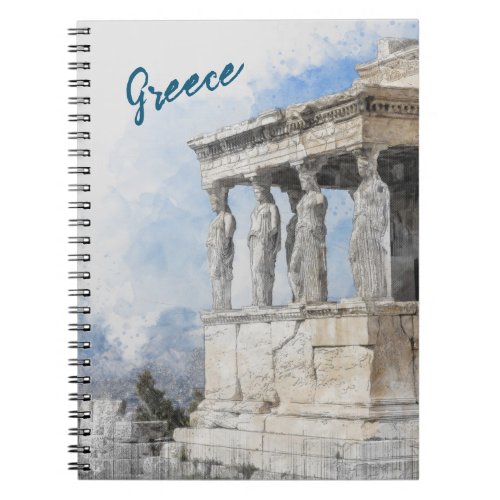 Watercolor Ancient Sites ruins in Athens Greece Notebook