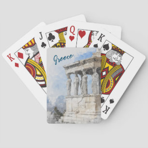 Watercolor Ancient Sites ruins in Athens, Greece Poker Cards