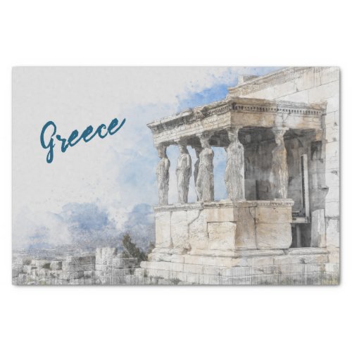 Watercolor Ancient Sites ruins in Athens Greece Tissue Paper