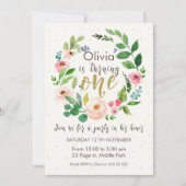 Watercolor And Calligraphy 1st Birthday Invitation (Front)