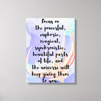 Watercolor and calligraphy law of attraction quote canvas print