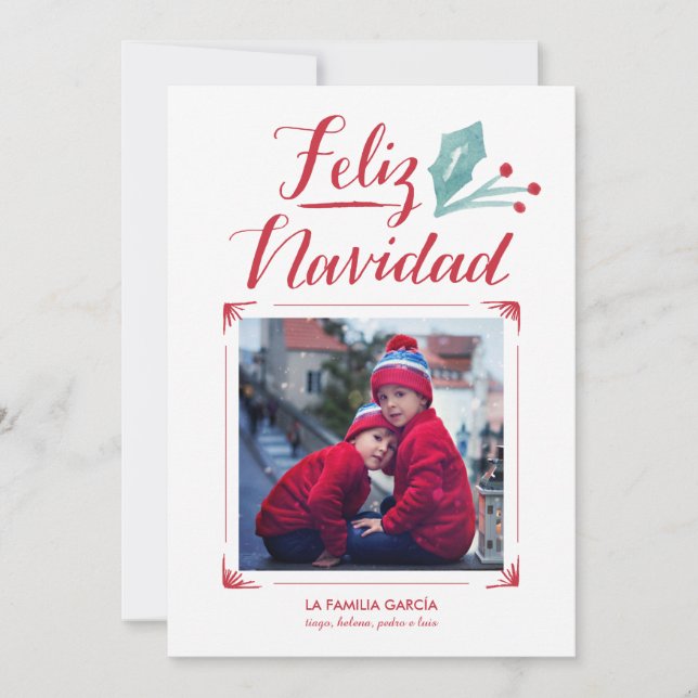 Watercolor and Calligraphy | Merry Christmas Holiday Card (Front)