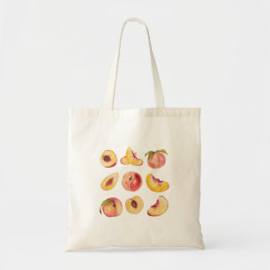 Watercolor And Colorful Fresh Peach Slices, Tote Bag