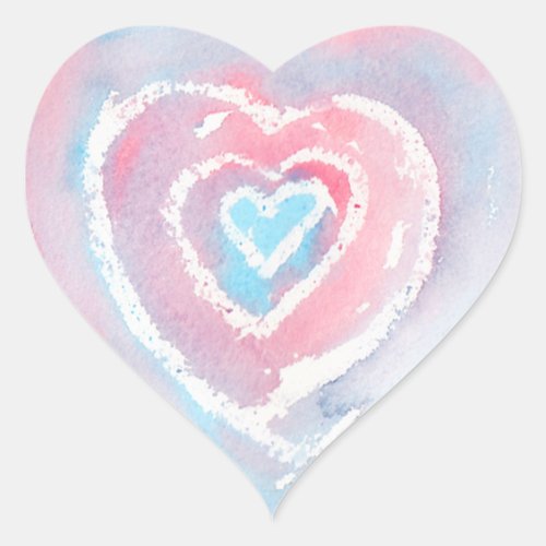 Watercolor and Crayon Heart Stickers