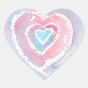 Watercolor and Crayon Heart Stickers