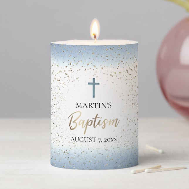 watercolor and FAUX glitter Baptism Votive Candle (In Situ)