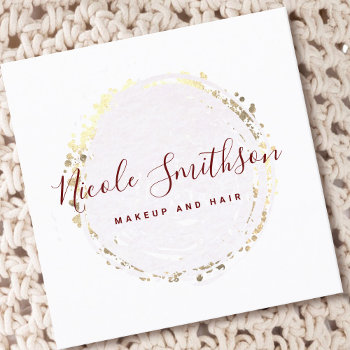 Watercolor And Faux Gold Foil Circle Logo Square Business Card by amoredesign at Zazzle