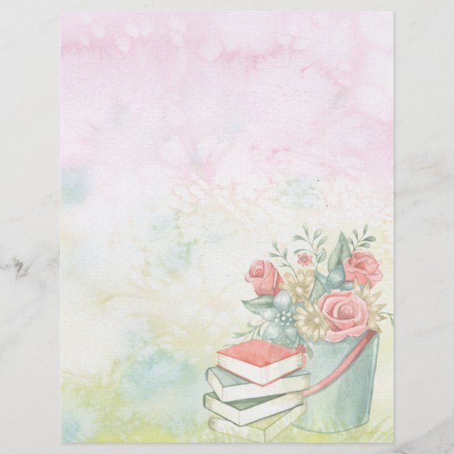 Watercolor and Flowers Letterhead (Front)