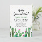 Watercolor And Gold Cactus Baby Shower Invitation (Standing Front)