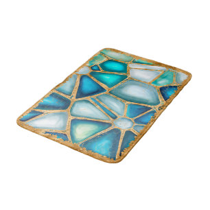 Watercolor and gold cells - ocean bath mat
