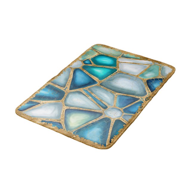Watercolor and gold cells - ocean bath mat (Angled)