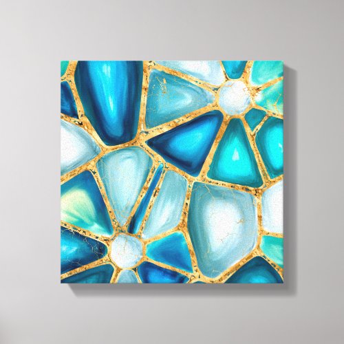 Watercolor and gold cells _ ocean canvas print