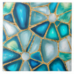 Watercolor and gold cells - ocean ceramic tile<br><div class="desc">Watercolor and gold cells - ocean</div>
