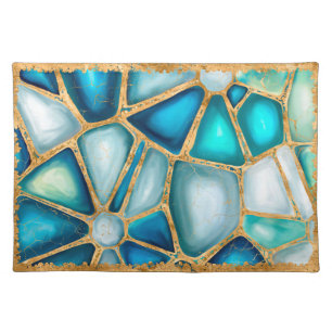 Watercolor and gold cells - ocean cloth placemat