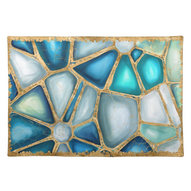 Watercolor and gold cells - ocean cloth placemat (Front)