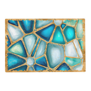 Watercolor and gold cells - ocean placemat
